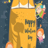 St.Valentine card with cupid and couple. Vector