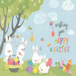 Easter bunnies and easter egg. Vector illustration