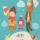 Cartoon vector illustration of a happy family