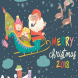 Santa Claus and kids with Reindeer Sleigh. Vector 