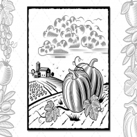 Landscape With Pumpkins Black And White