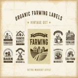 Vintage Organic Farming Labels Set