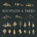 Hand-Drawn Mountains and Trees