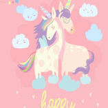 Cute card with fairy unicorns boy and girl in love