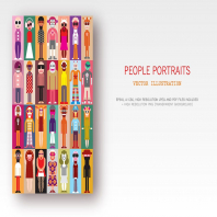 People Portraits set of vector images