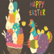 Easter chicken with easter eggs. Vector 