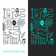 Architecture and Construction Tools Icons Set.
