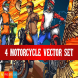 4 Motorcycle Vector Set