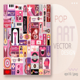 Pop Art Vector Design, music collage 