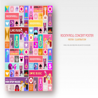 Rock Concert poster design, vector pop art collage