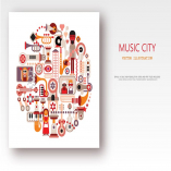 Music City round shape vector illustration