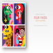 Four Faces abstract art vector illustration