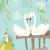 Cartoon swans in love. Fairy tale concept. Vector 