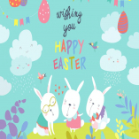 Easter bunnies and easter egg. Vector illustration