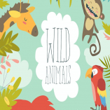 Happy jungle animals creating a framed background.