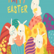 Easter bunnies and easter eggs. Vector 