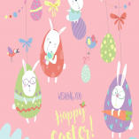 Easter bunnies and easter egg. Vector illustration