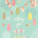 Spring blooming tree with easter eggs. Vector 