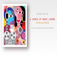 A Couple of Music Lovers vector illustration