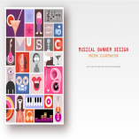 Musical Collage Design vector illustration