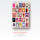 People Portraits vector flat style pop art collage