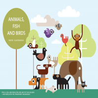 Animals, Fish and Birds vector illustration