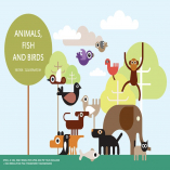 Animals, Fish and Birds vector illustration