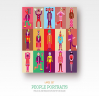 People portraits, flat style vector illustrations