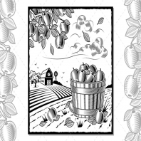 Landscape With Apple Harvest Black And White