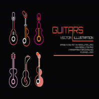 Neon Guitars vector illustration