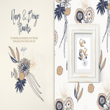 Navy and Beige Flowers