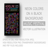 Music Festival neon colors vector template design