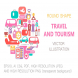 Travel and Tourism round shape vector illustration
