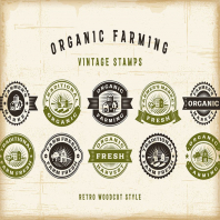 Vintage Organic Farming Stamps Set