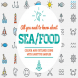 Sea Food Color and Outlined Icons with Logotypes