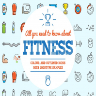 Fitness Color and Outlined Icons with Logotypes