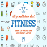 Fitness Color and Outlined Icons with Logotypes