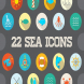 22 Vector Sea Flat Icons Set