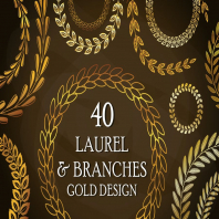 40 Gold Laurels and Branches