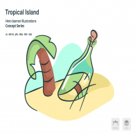 Tropical Island Destination Vector Illustration