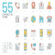 55 Contact Us Color Line Icons