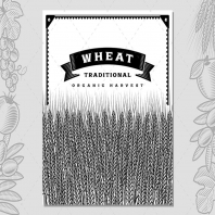 Retro Wheat Harvest Card Black And White