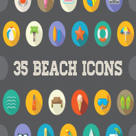35 Beach Flat Vector Icons Set