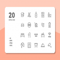 20 Hotel Icons (Line)