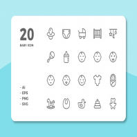 20 Baby Icons (Line)