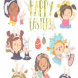 Cute little girls with Easter theme. Happy Easter.