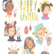 Cute little girls with Easter theme. Happy Easter.