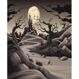 Horror landscape. Cartoon and vector illustration.