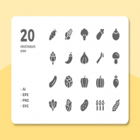 20 Vegetables Icons (Solid)
