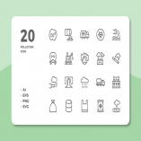 20 Pollution Icons (Line)